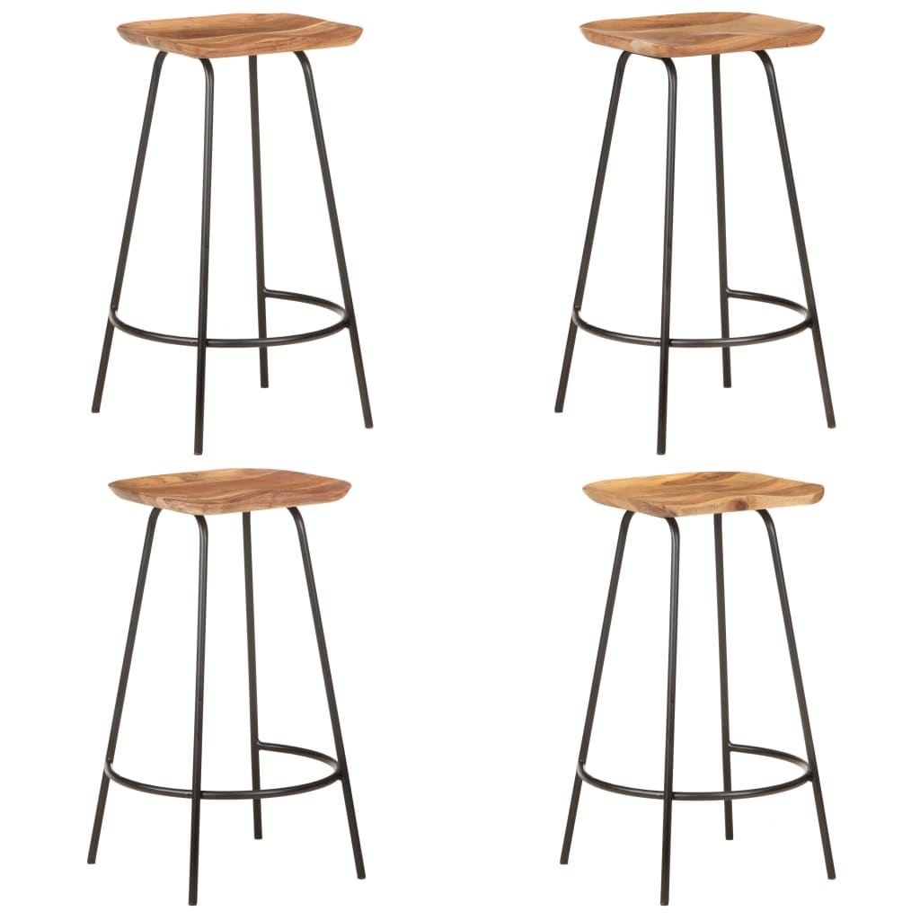 Tabourets de bar 4 pcs en bois d'acacia massif