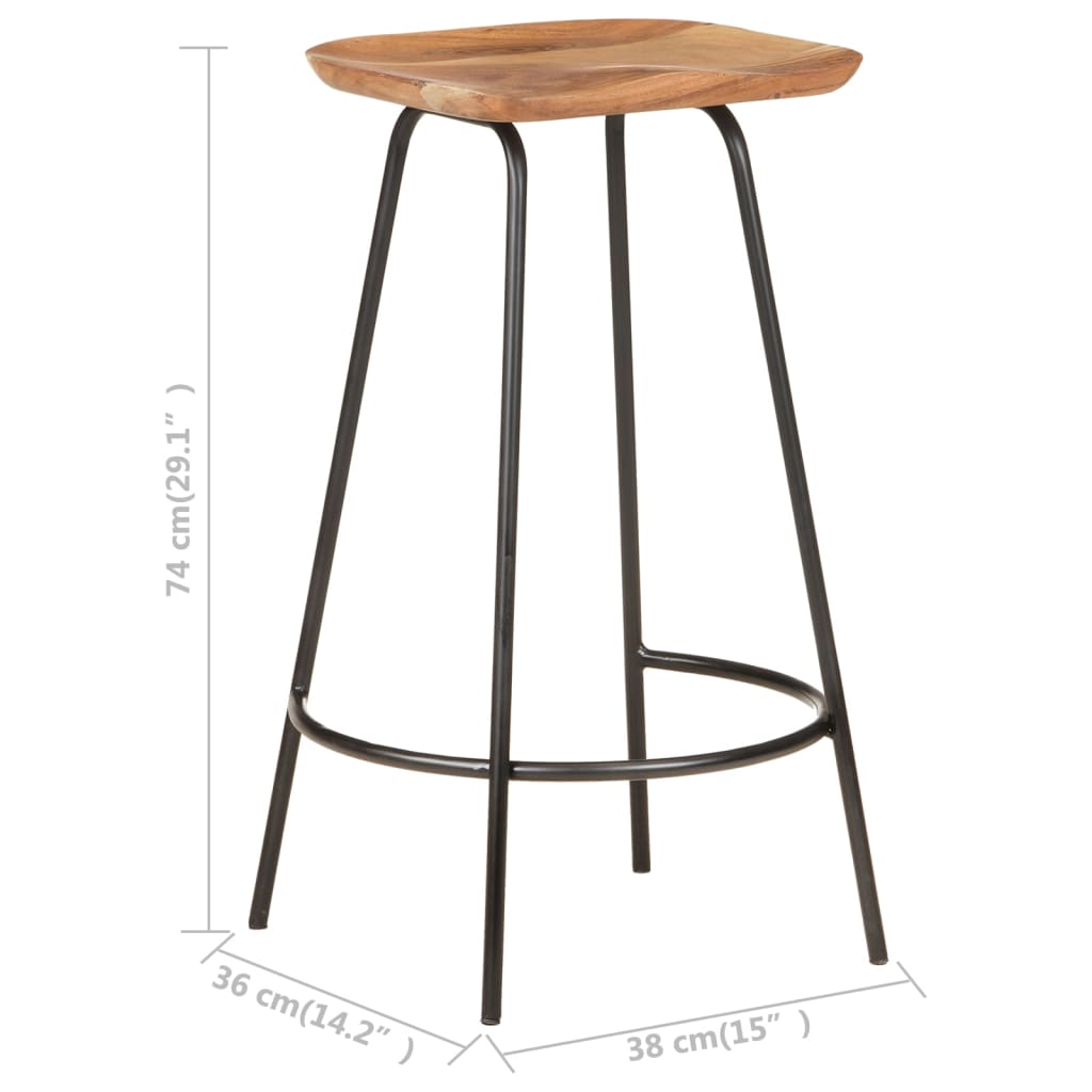 Tabourets de bar 4 pcs en bois d'acacia massif