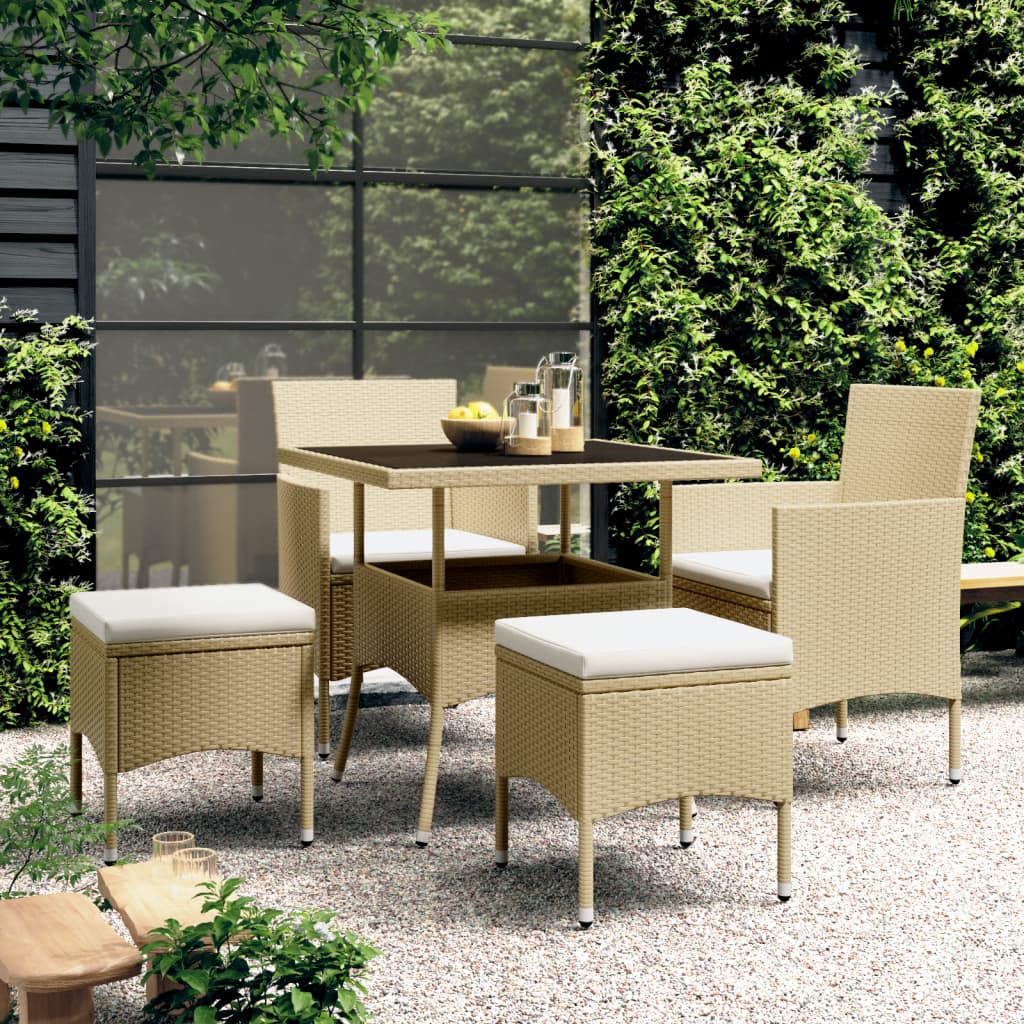 5-delige Loungeset poly rattan