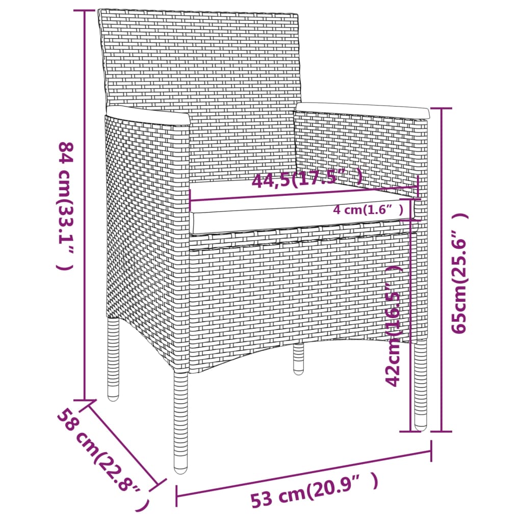 5-delige Tuinset poly rattan gehard glas