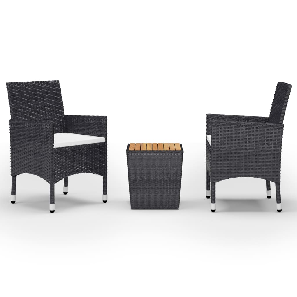 3-delige Bistroset poly rattan acaciahout