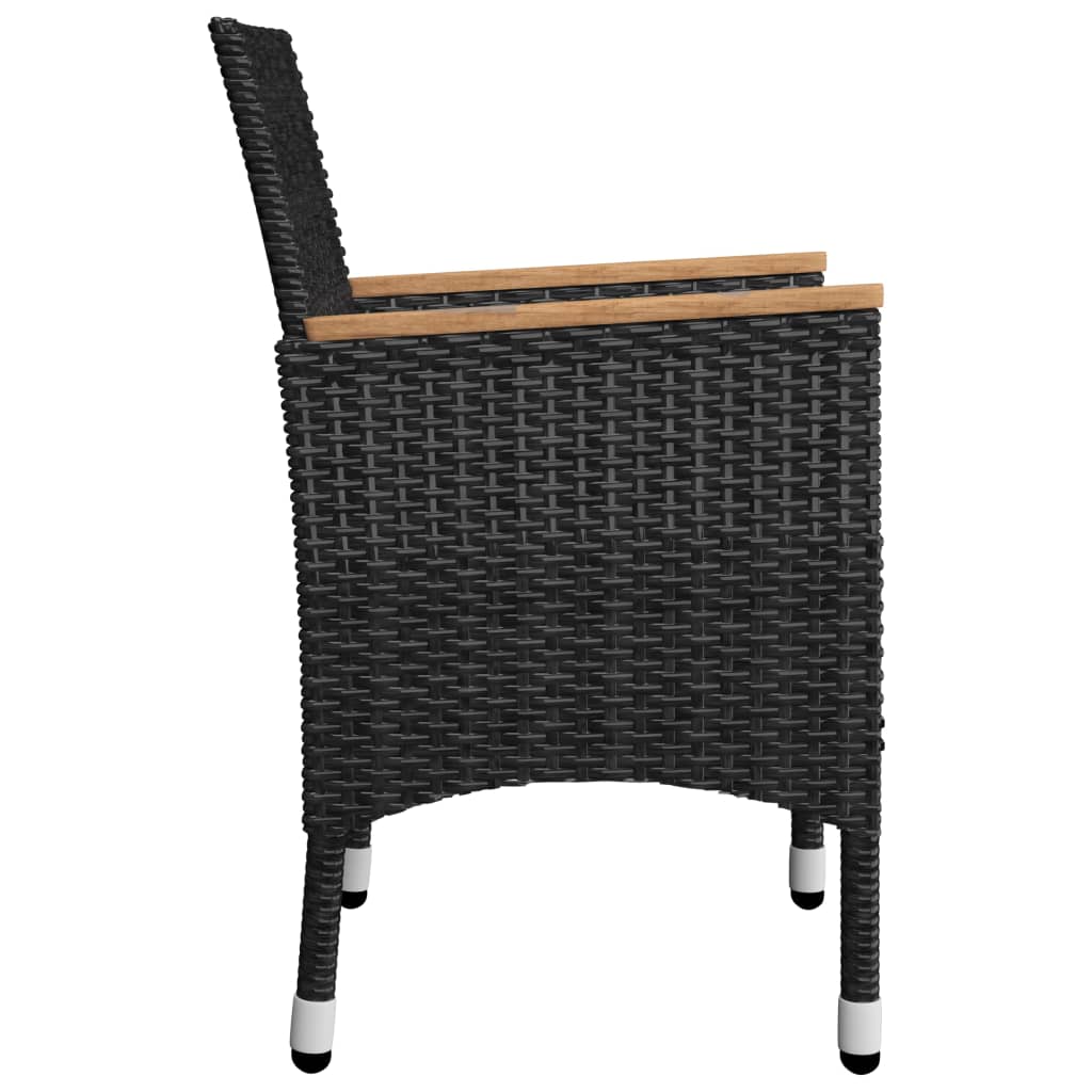 3-delige Bistroset poly rattan gehard glas