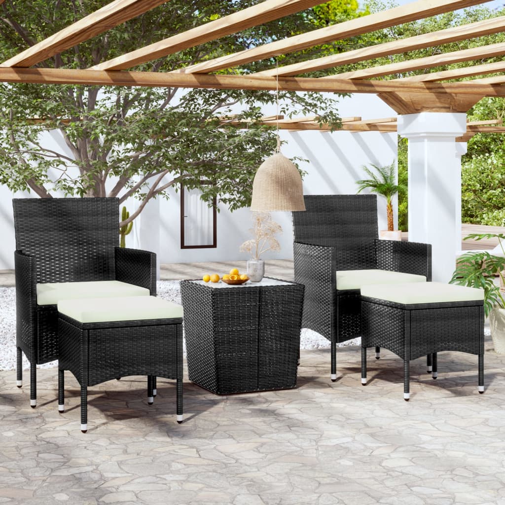 3-delige Bistroset poly rattan gehard glas