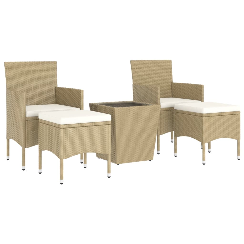 3-delige Bistroset poly rattan gehard glas