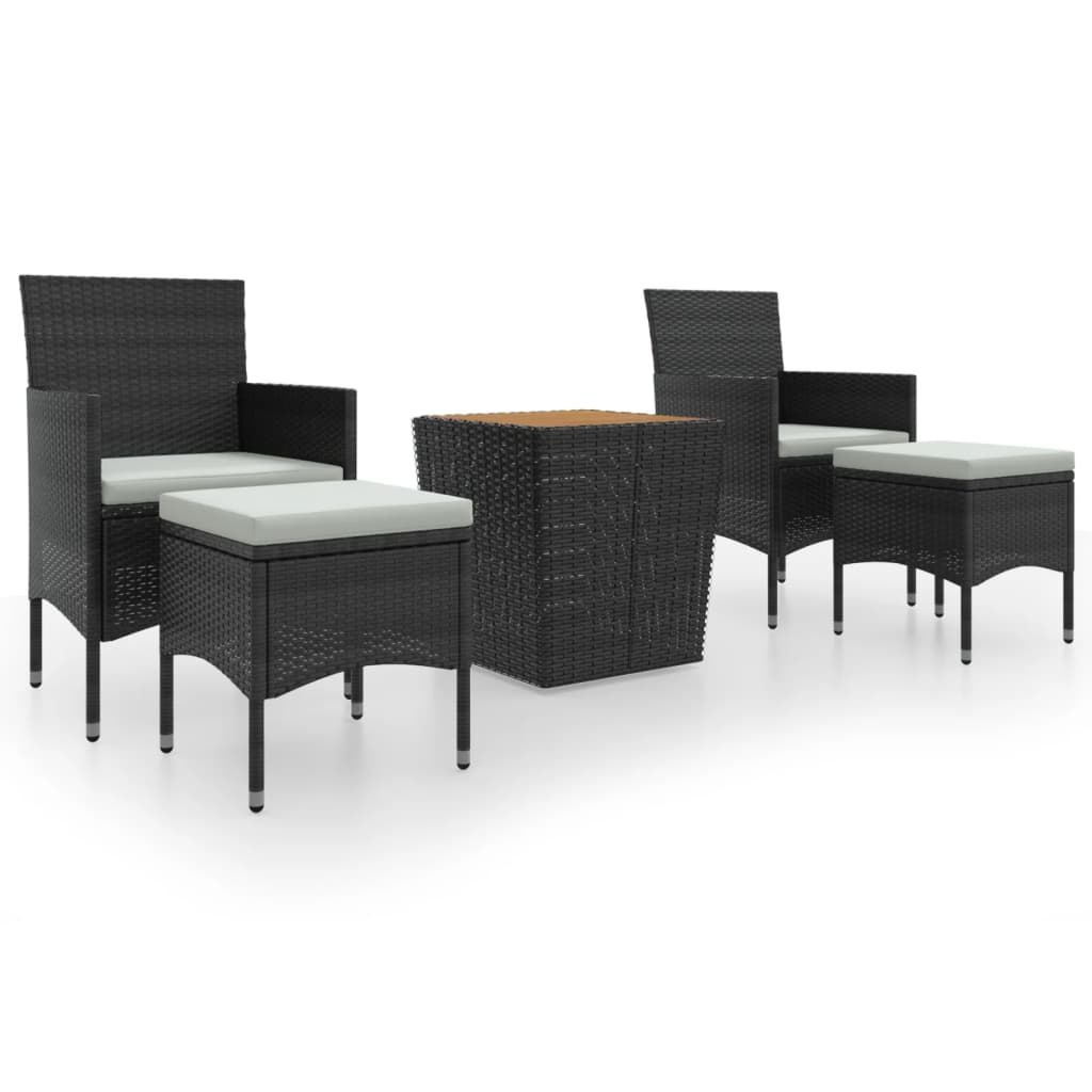 3-delige Bistroset poly rattan acaciahout