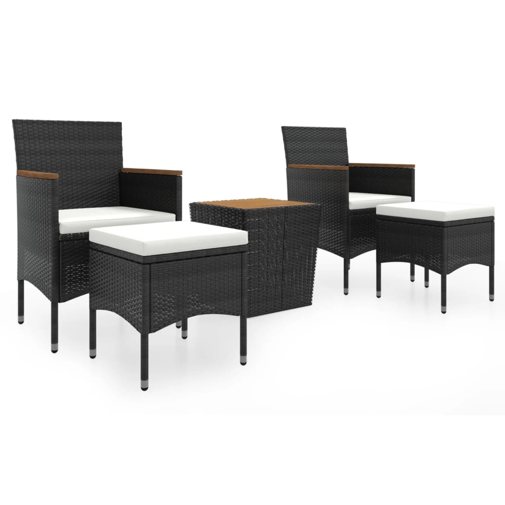 3-delige Bistroset poly rattan acaciahout