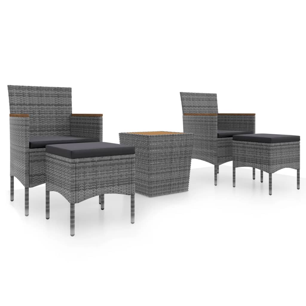 3-delige Bistroset poly rattan acaciahout