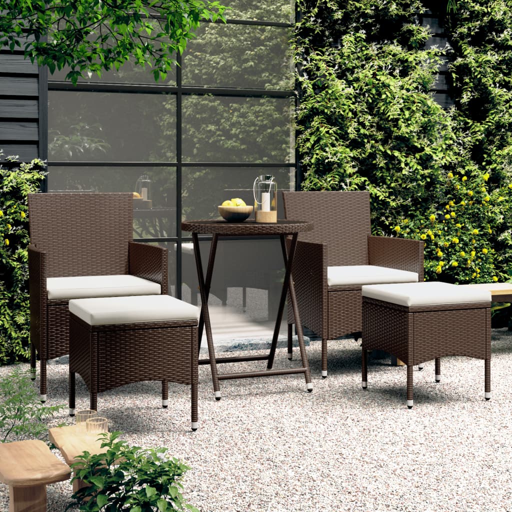 3-delige Bistroset poly rattan gehard glas