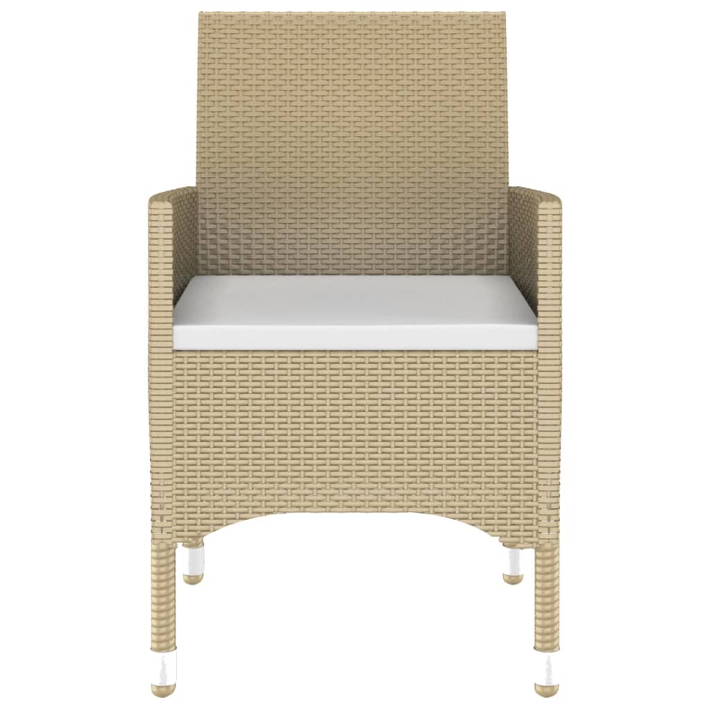 7-delige Tuinset poly rattan en gehard glas beige