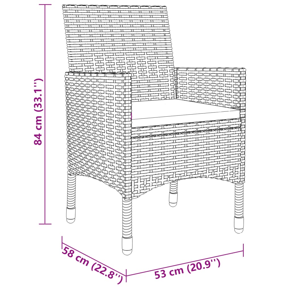 3-delige Tuinset poly rattan