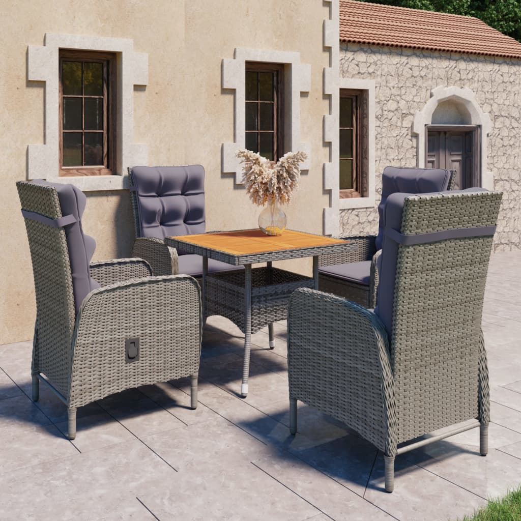 3-delige Tuinset poly rattan acaciahout