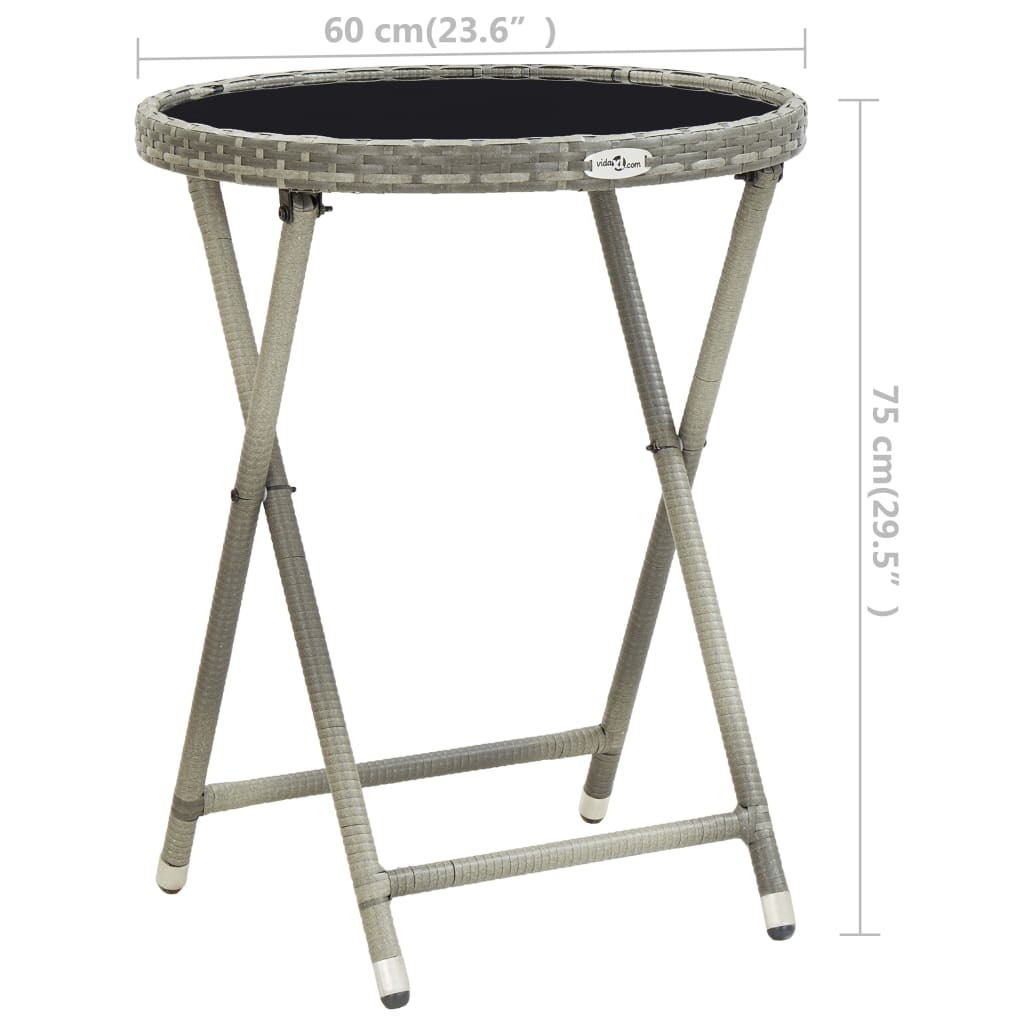 3-delige Bistroset poly rattan en glas