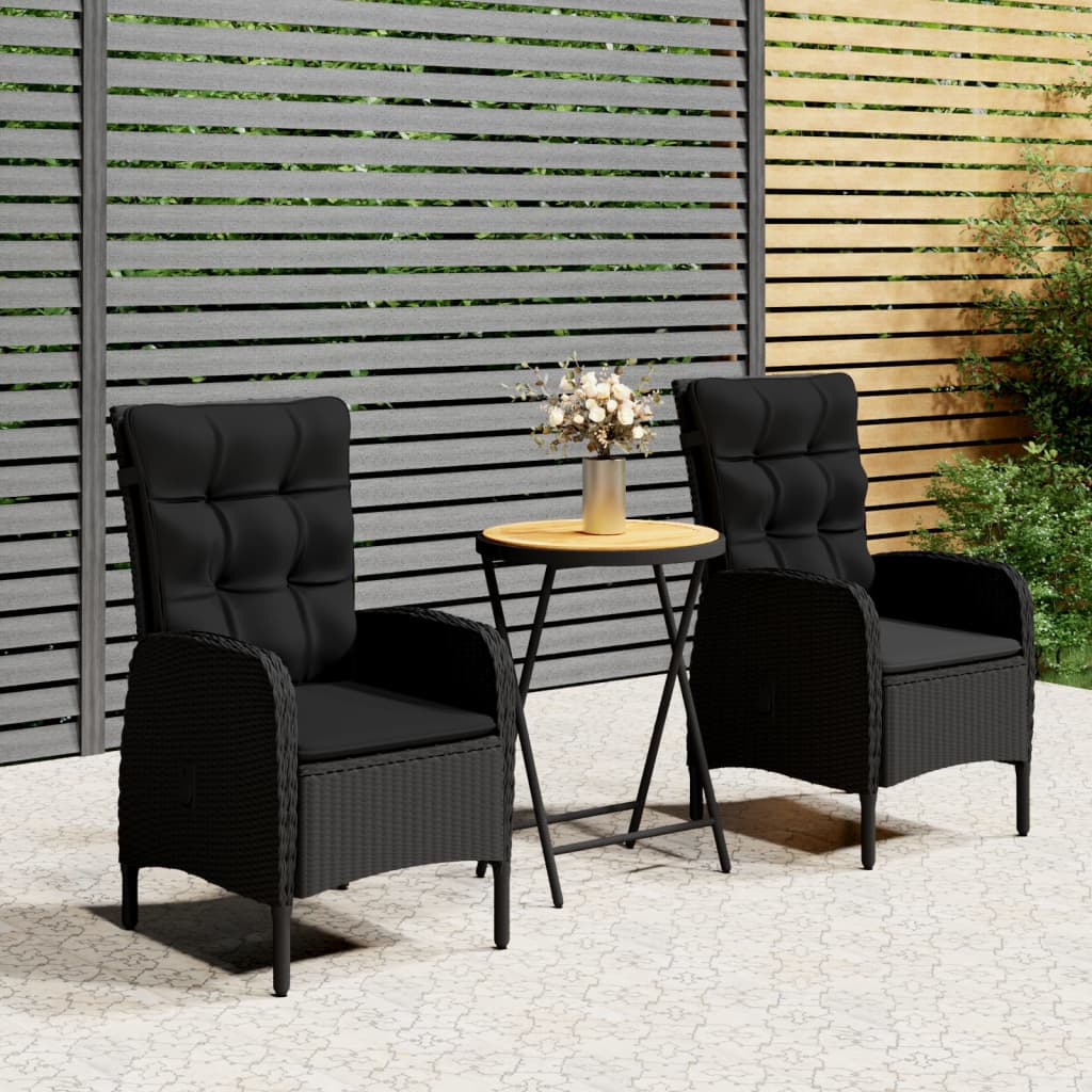 3-delige Bistroset poly rattan en glas