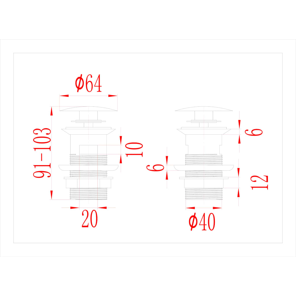 Bonde escamotable avec trop-plein 6,4x6,4x9,1 cm