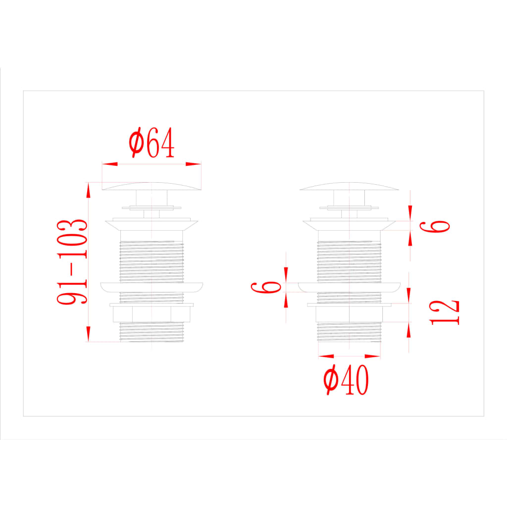 Afvoer pop-up zonder overloop 6,4x6,4x9,1 cm