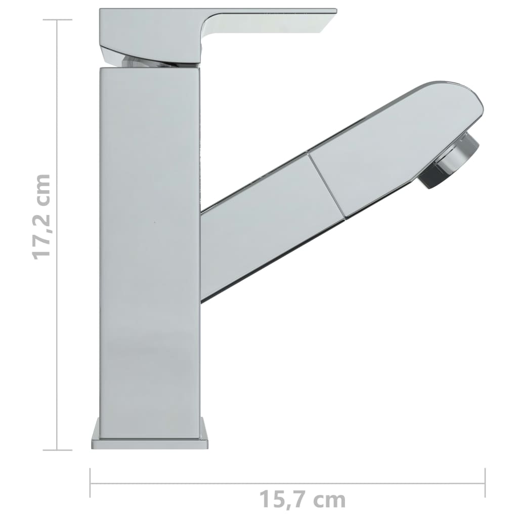 Wastafelkraan met uittrekfunctie 157x172 mm zilverkleurig