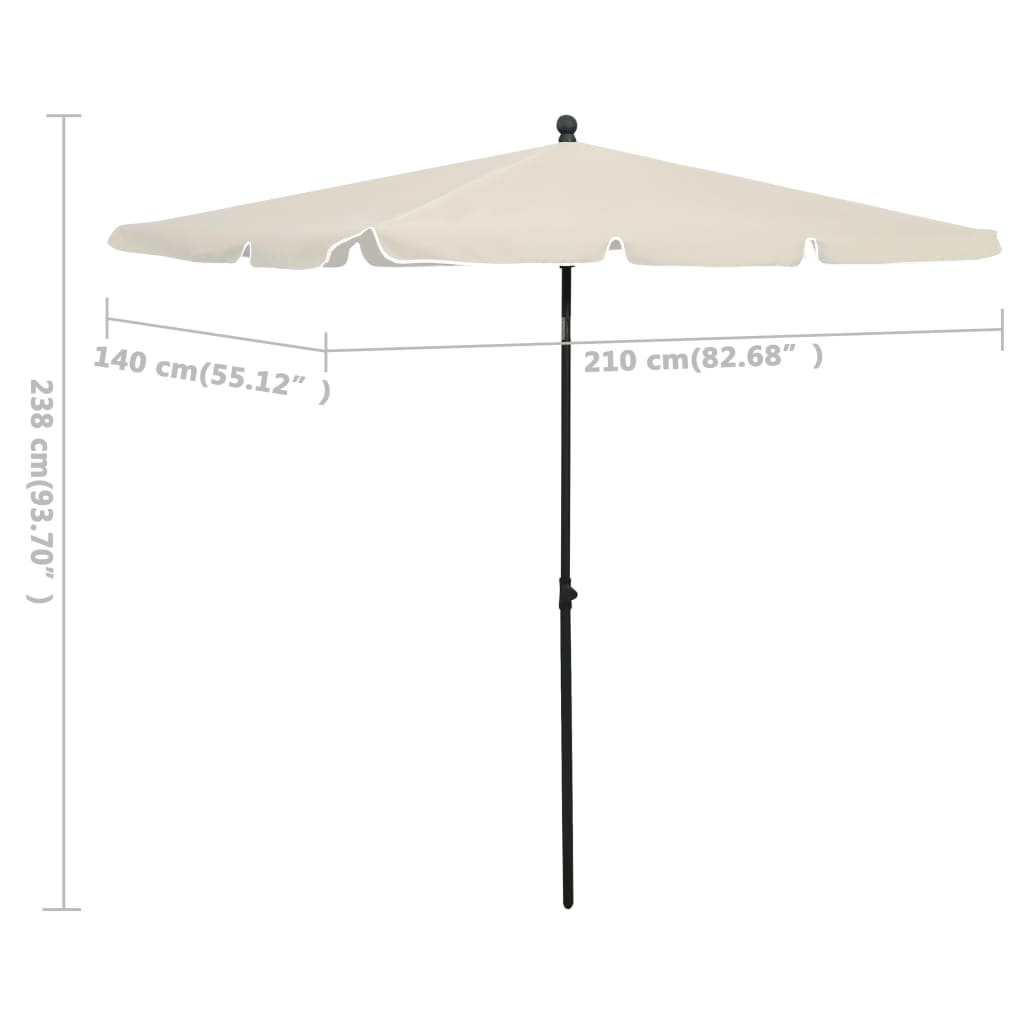 Parasol avec mât 210x140 cm