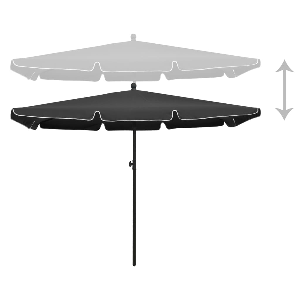 Parasol avec mât 210x140 cm