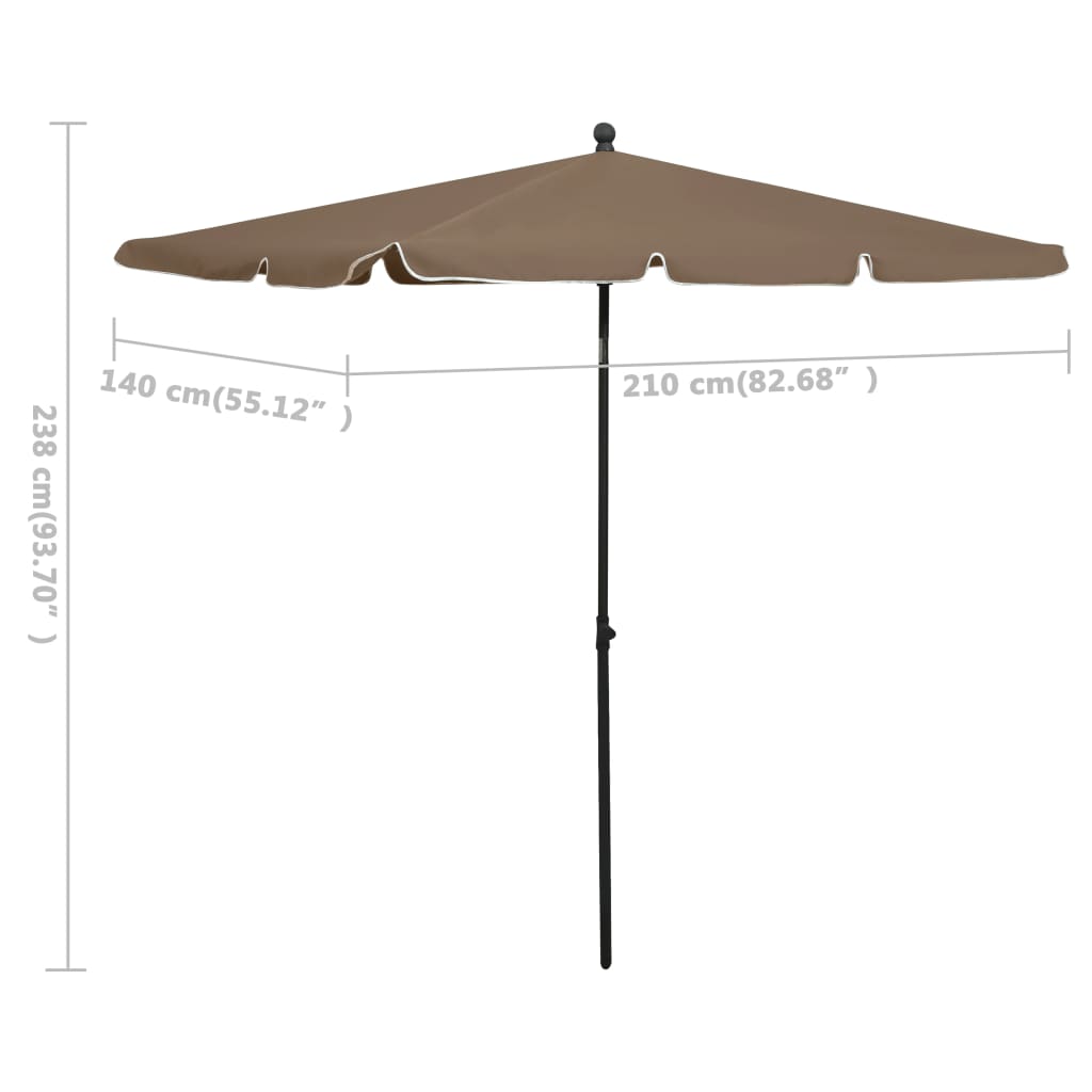 Parasol avec mât 210x140 cm