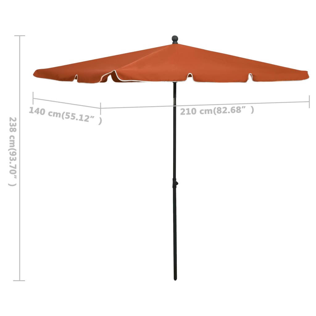 Parasol met paal 210x140 cm zandkleurig