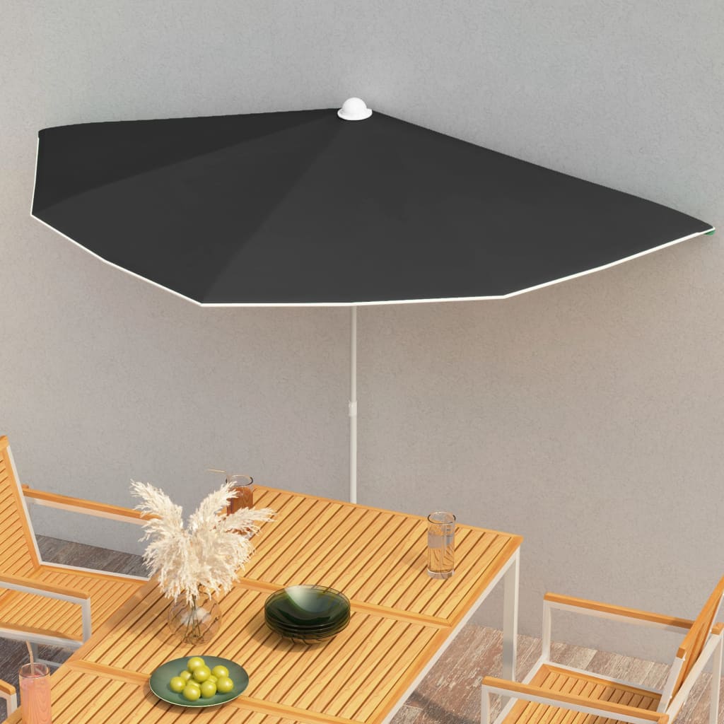 Parasol half met paal 180x90 cm