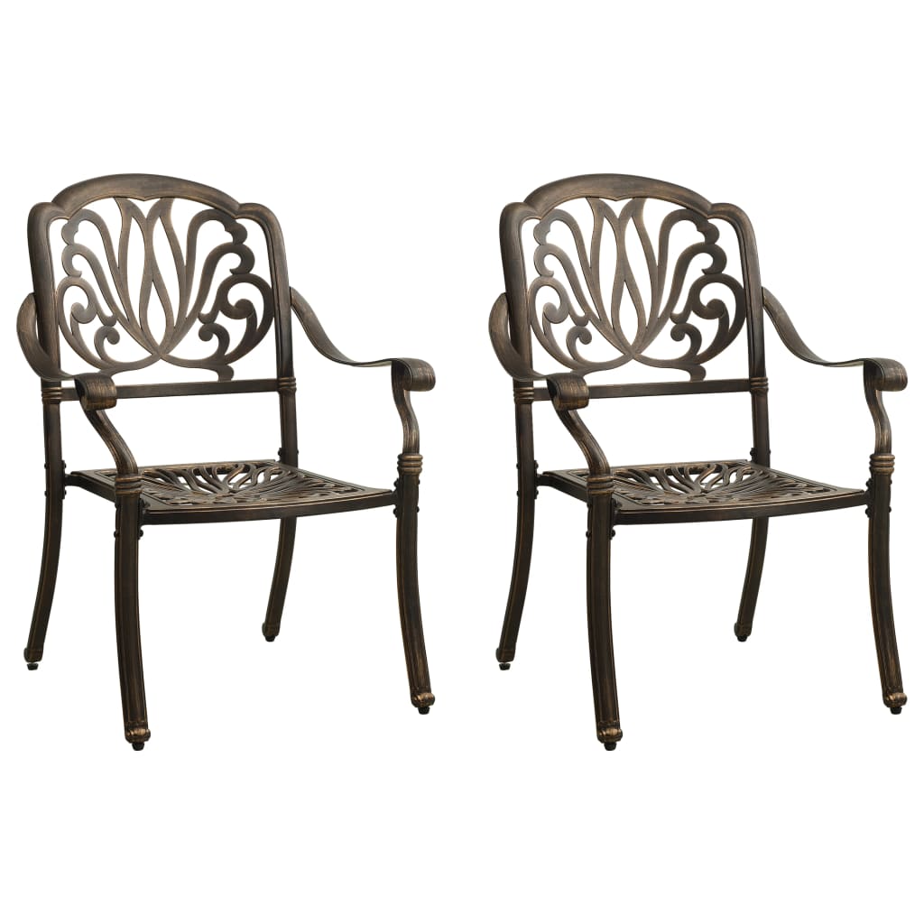 Chaises de jardin 2 pcs en fonte d'aluminium