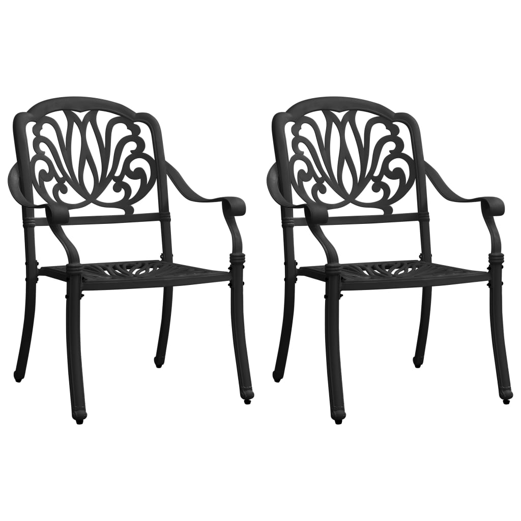 Chaises de jardin 2 pcs en fonte d'aluminium