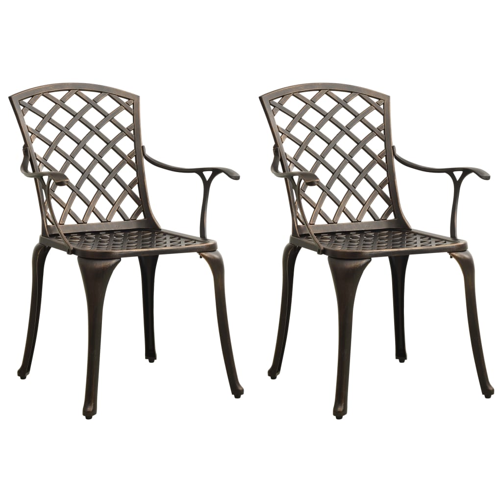 Chaises de jardin 2 pcs en fonte d'aluminium