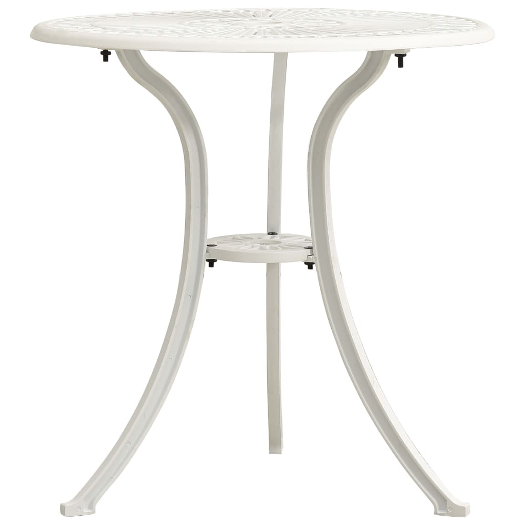 Table de jardin 62x62x65 cm fonte d'aluminium blanc