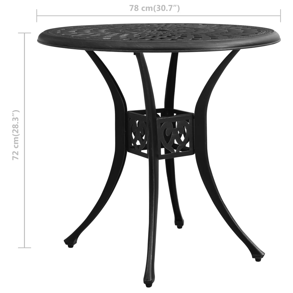 Table de jardin 90x90x74 cm en fonte d'aluminium