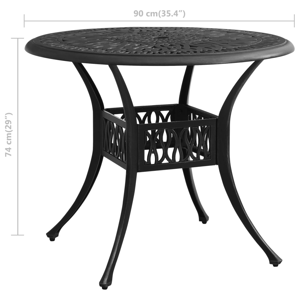 Table de jardin 90x90x74 cm en fonte d'aluminium