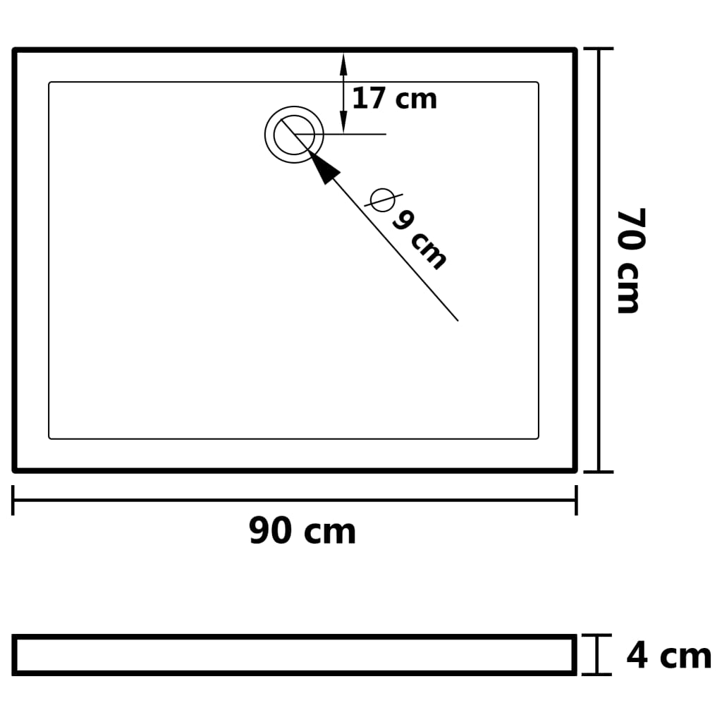 Douchebak rechthoekig 80x100 cm ABS