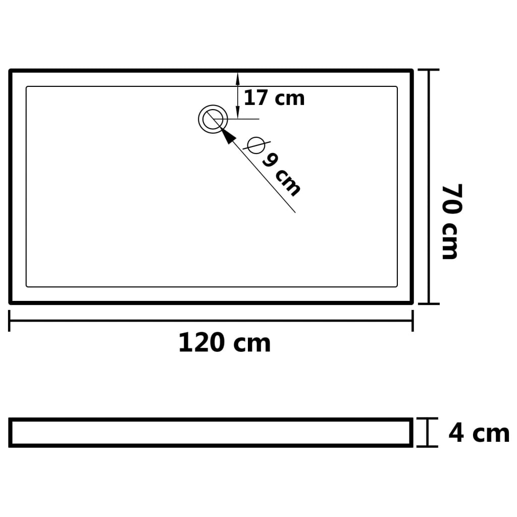 Douchebak rechthoekig 80x100 cm ABS