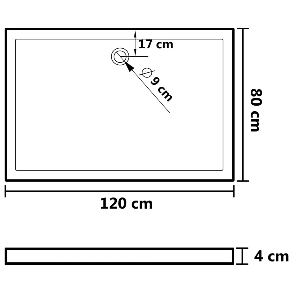 Douchebak vierkant 90x90 cm ABS