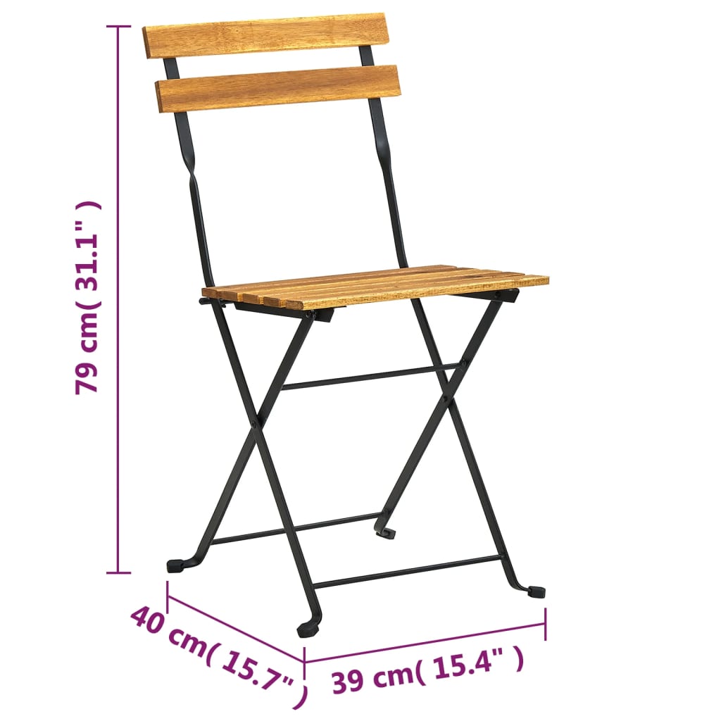 Ensemble de jardin pliant 5 pièces en bois d'acacia massif