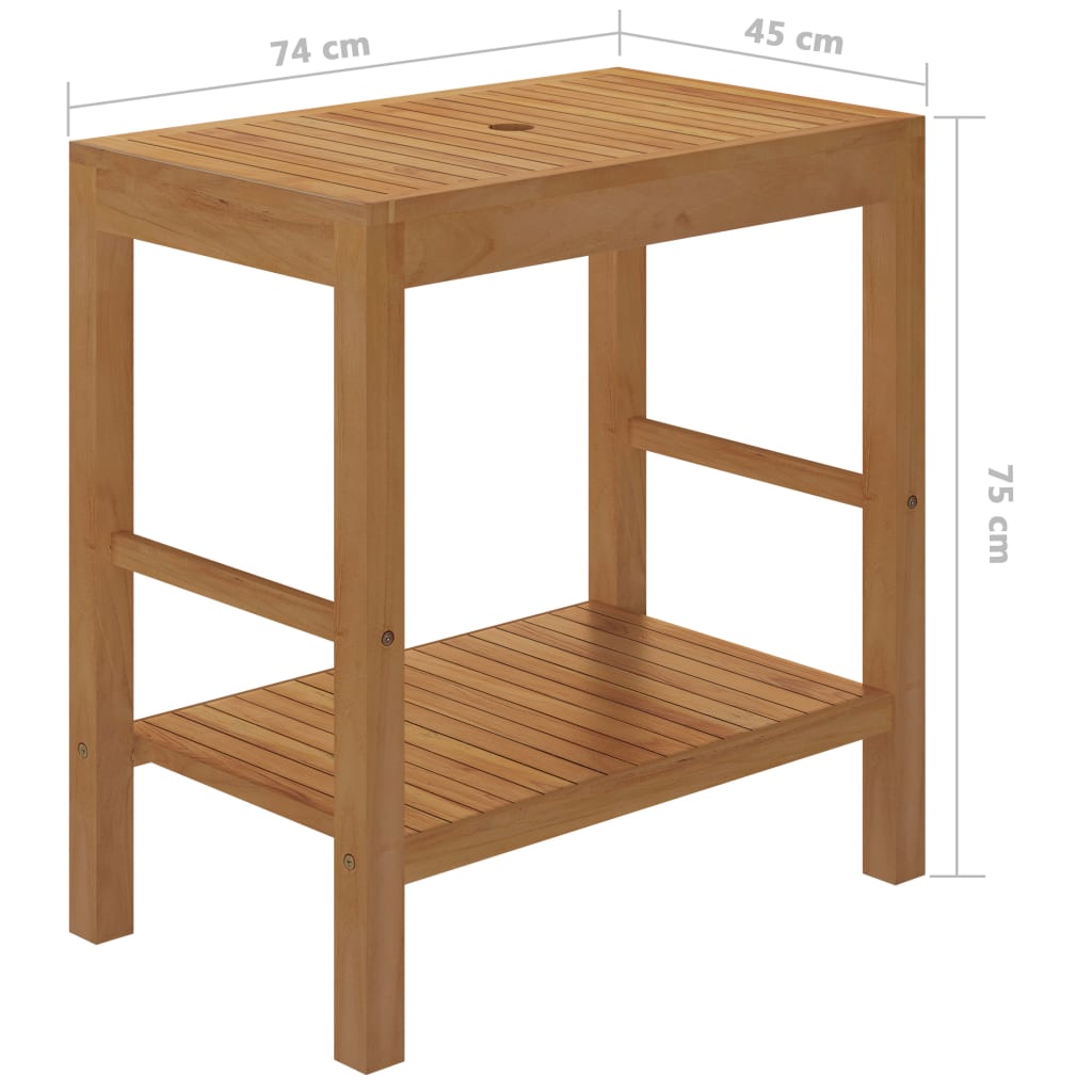 Meuble vasque avec lavabo en marbre, bois de teck massif