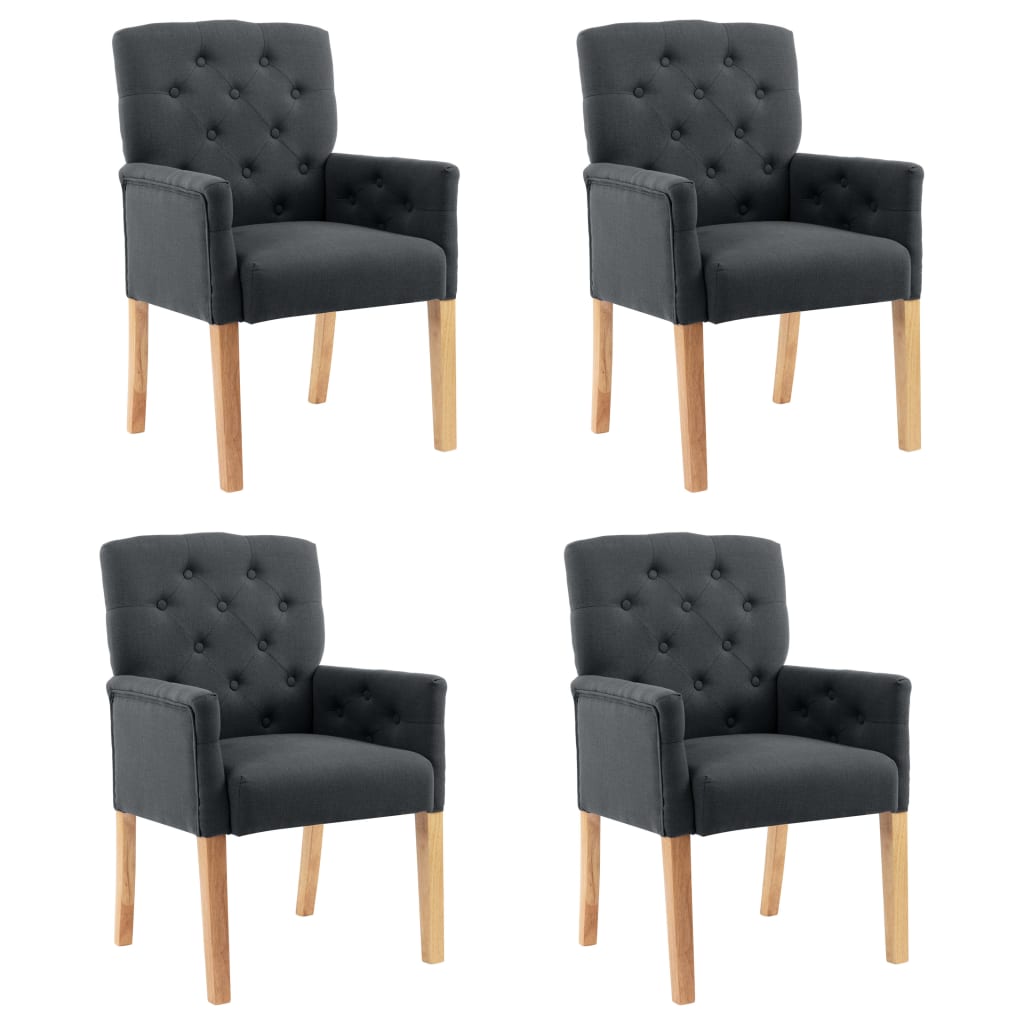 Chaises de salle à manger 4 pcs avec accoudoirs en tissu