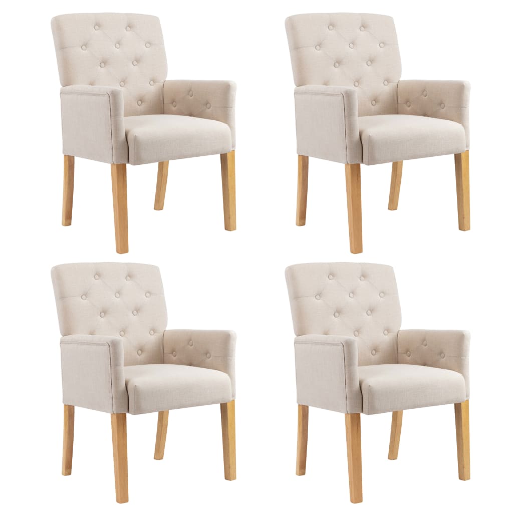 Chaises de salle à manger 4 pcs avec accoudoirs en tissu