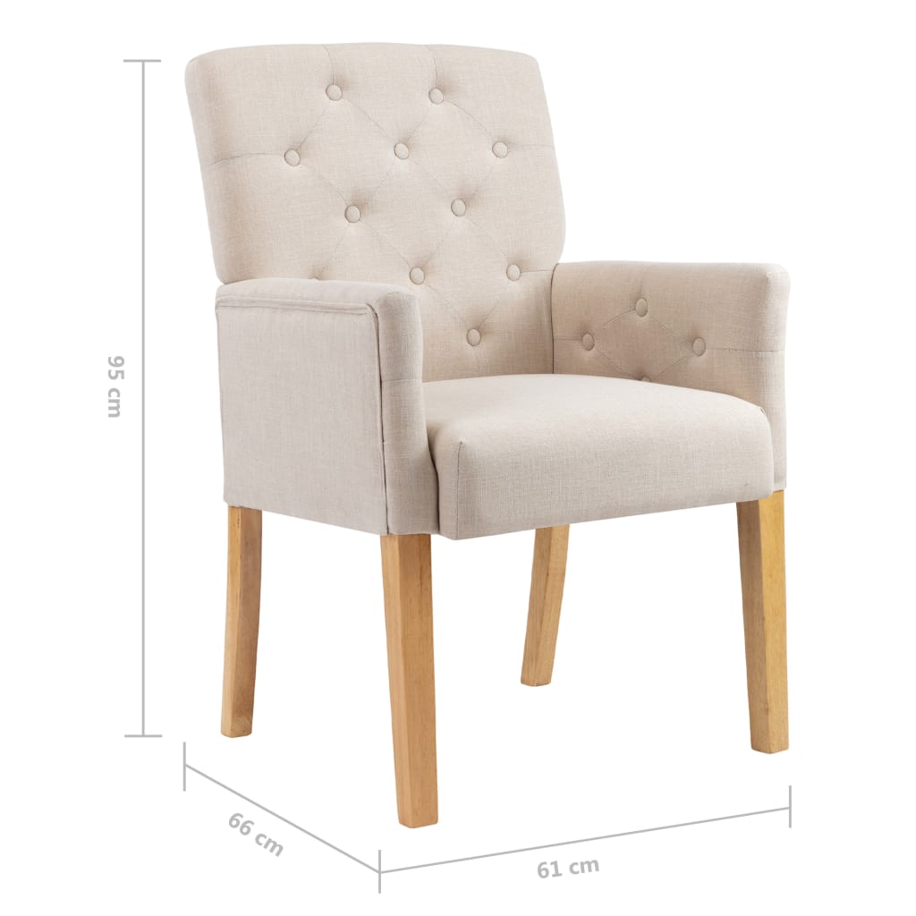 Chaises de salle à manger 4 pcs avec accoudoirs en tissu