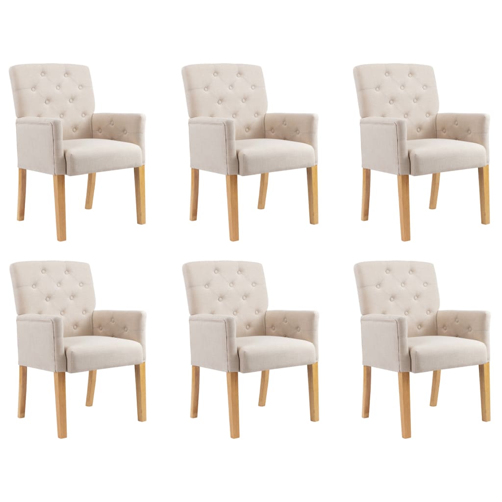 Chaises de salle à manger 4 pcs avec accoudoirs en tissu