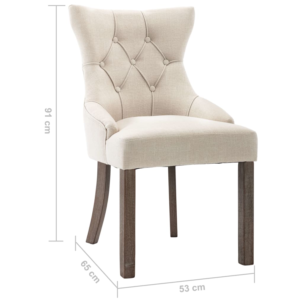 Eetkamerstoelen 6 st stof beige