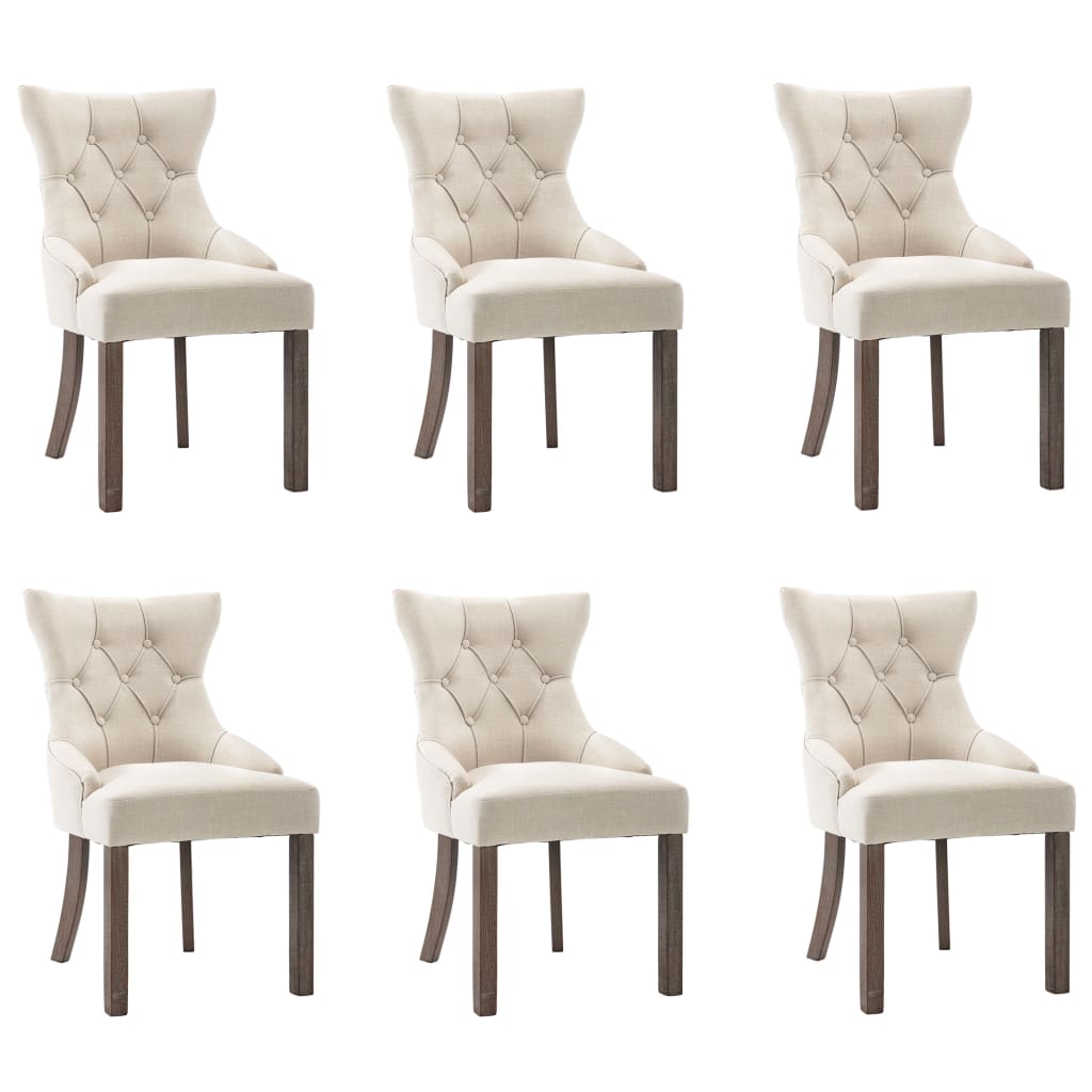 Chaises de salle à manger 6 pcs tissu beige