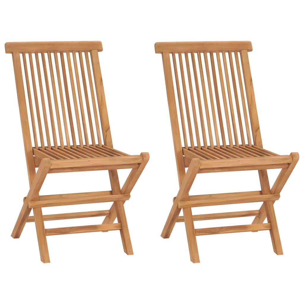 Chaises de jardin 2 pcs pliables en bois de teck massif