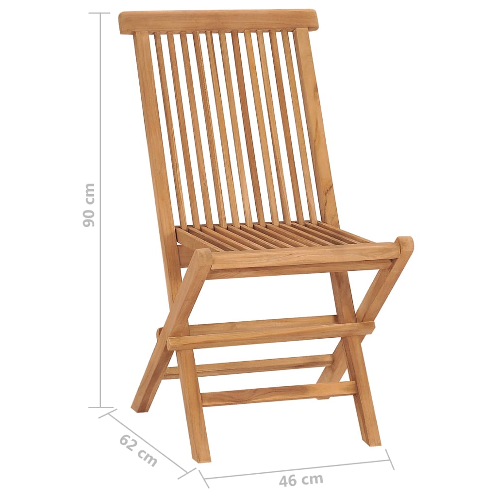 Chaises de jardin 2 pcs pliables en bois de teck massif