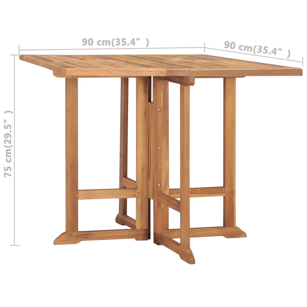 Table de jardin pliante 90x90x75 cm teck massif