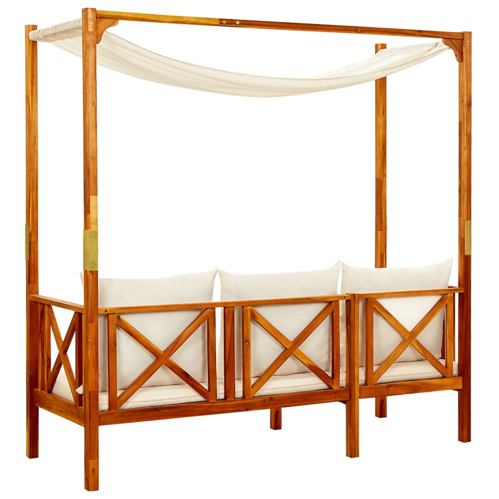 Banc de jardin avec table et repose-pieds en bois d'acacia massif