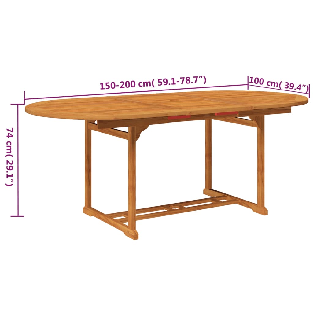 Ensemble de jardin 7 pièces en bois d'acacia massif