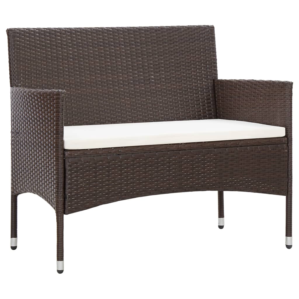 Ensemble lounge 2 pièces avec coussin poly rotin marron