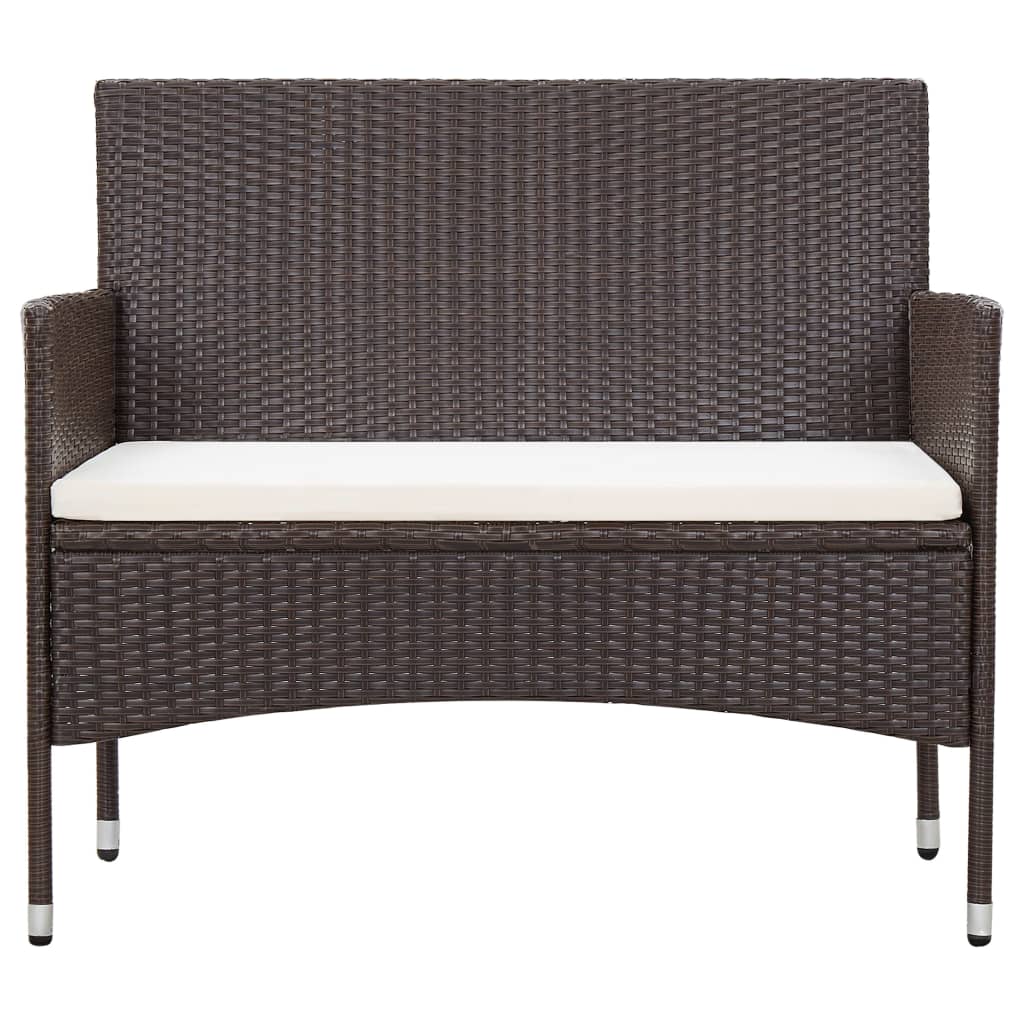 Ensemble lounge 2 pièces avec coussin poly rotin marron