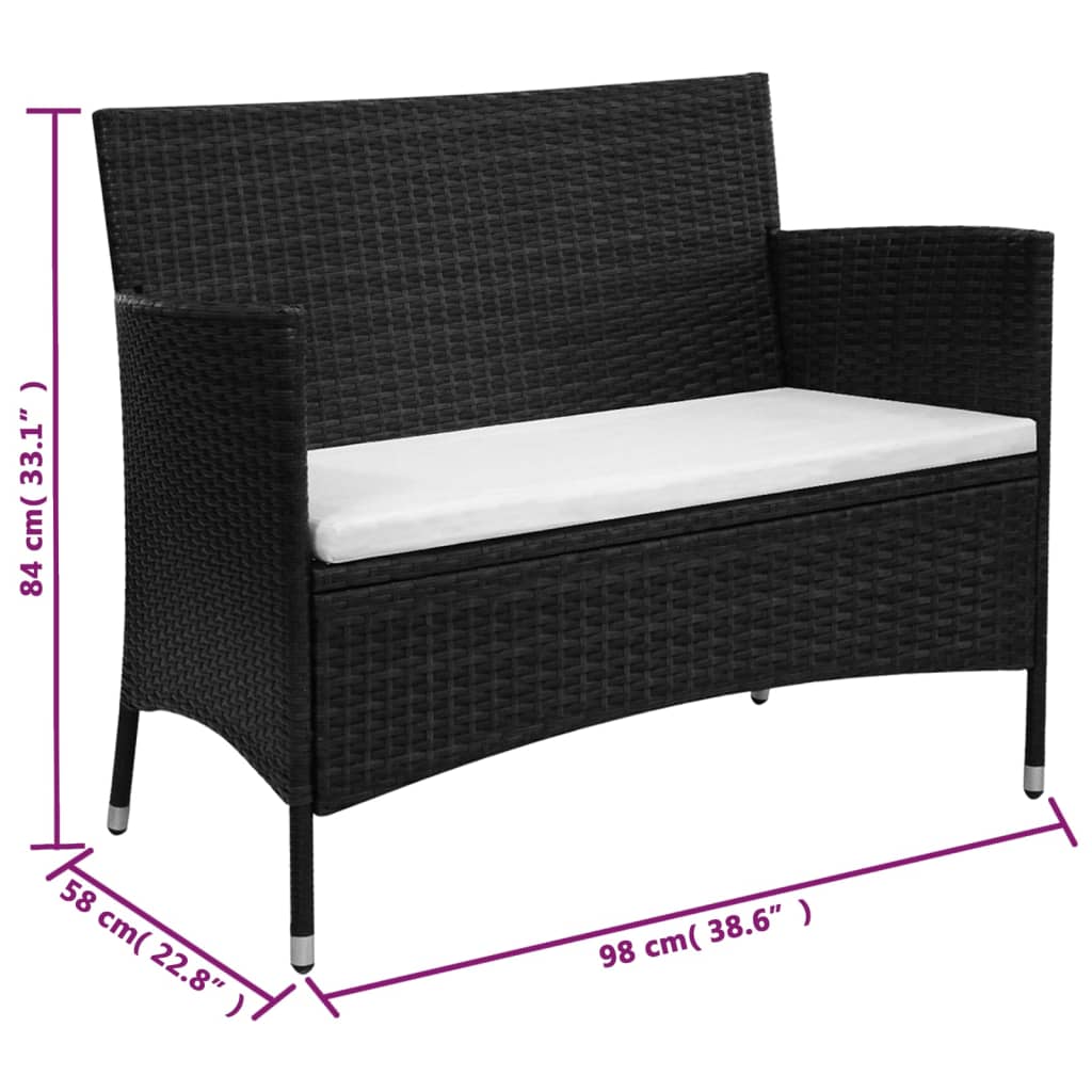 2-delige Loungeset met kussen poly rattan